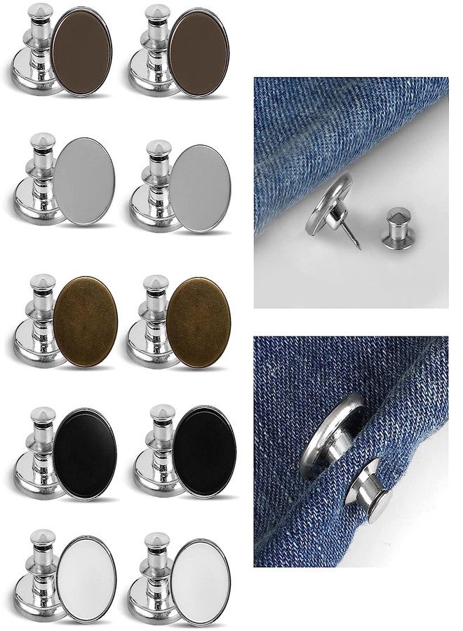 HEAVY DRIVER® Jeans Buttons Replacement No Sew Instant Loose Adjustable Jean Button Detachable Pants Button Pins for Clothing Extend or Reduce Waist or Width Adjustment Metal Button - 10pcs - Image 1